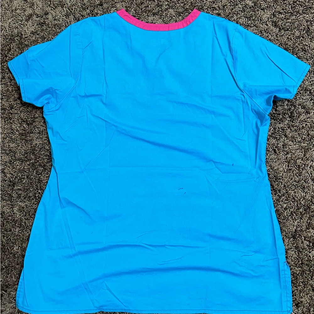 Med Couture Blue Scrub Set with Pink Lining - Picture 2 of 10